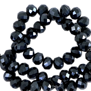 Perline sfaccettate 3x2mm rondella nero-effetto perlato