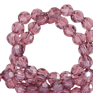 Perline sfaccettate tonde 4mm viola melanzana-effetto perlato