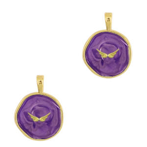 Metallo TQ in ottone ciondolo ali oro-viola scuro