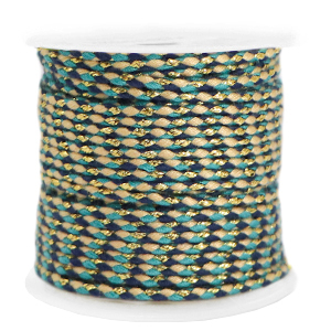 Cordoncino intrecciato alla moda 2mm oro-blu scuro