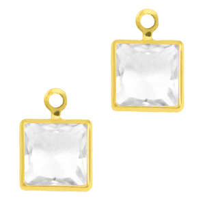 Pendenti di vetro Crystal Glass quadrato cristallo-oro