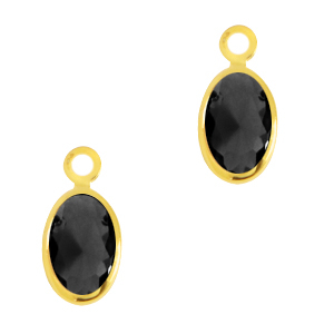 Pendenti di vetro Crystal Glass ovale nero giaietto-oro