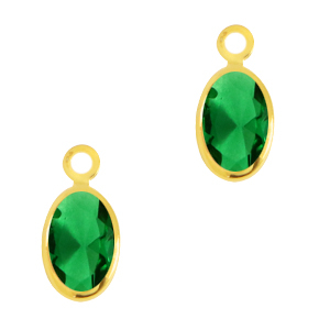 Pendenti di vetro Crystal Glass ovale verde classico-oro