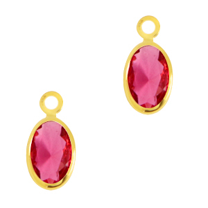 Pendenti di vetro Crystal Glass ovale rosa rubino-oro