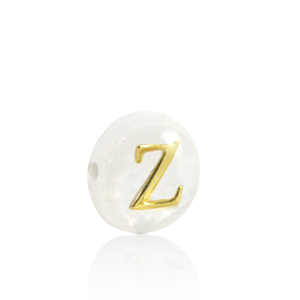 Perline di conchiglia lettera Z oro-bianco (colore naturale)