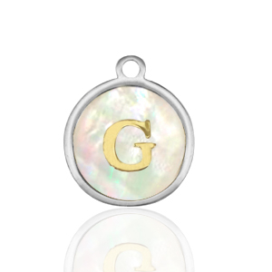Ciondoli in acciaio inossidabile 12mm conchiglia lettera G bianco (colore naturale)-argento