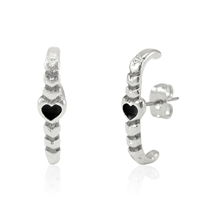 Componenti di metallo DQ orecchini cuore argento antico-nero (privo di nichel)