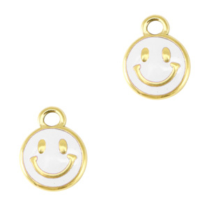 Ciondoli in acciaio inossidabile smiley smalto oro-bianco