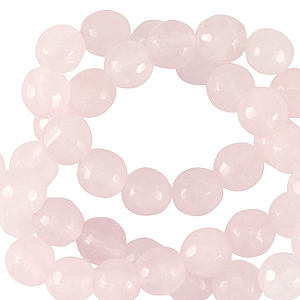 Perline in pietra naturale Quarzo latteo 8mm sfaccettate effetto rosa delicato