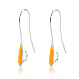 Componenti di metallo DQ orecchini / monachelle argento antico-arancio neon (privo di nichel)