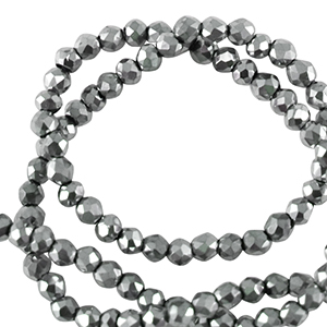 Perline sfaccettate tonde 2mm argento-effetto perlato