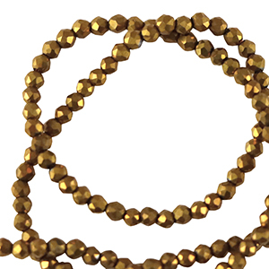 Perline sfaccettate tonde 2mm oro antico metallico-effetto perlato
