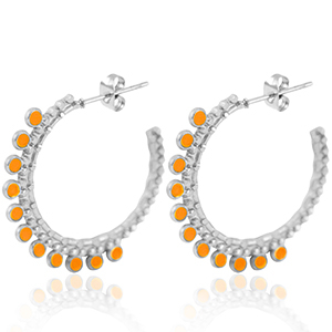 Orecchini in acciaio inossidabile a cercio 30mm argento-arancione