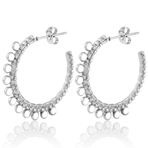Orecchini in acciaio inossidabile a cercio 30mm argento-bianco