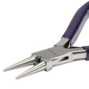 Beadsmith Pinza punta tonda con molla blu-argento