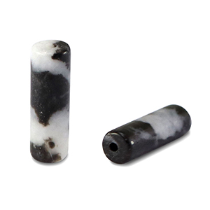 Perline in pietra naturale Diaspro tubo nero-bianco