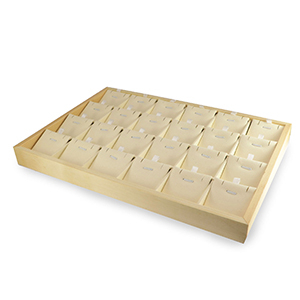Espositore per bigiotteria con 24 scomparti per gioielli vari natural-beige