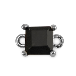 Distanziatori di vetro Crystal Glass quadrato nero giaietto-argento