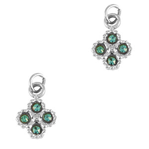 Ciondoli in acciaio inossidabile fiore argento-blu