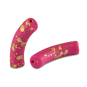 Perline in acrilico tubo opaca osa fucsia-oro