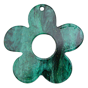 Pendenti in resina fiore glitterato multicolore verde