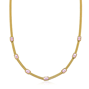 Collane in acciaio inossidabile catena serpentina cristallo oro-rosa
