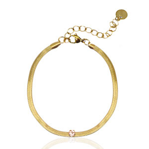 Bracciali in acciaio inossidabile catena serpente cristallo oro-rosa