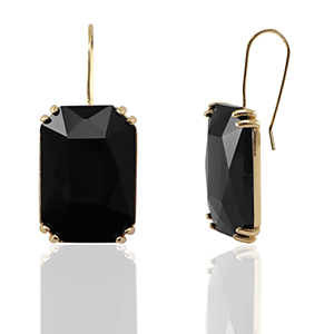 Orecchini con Cristalli rettangolo nero-oro