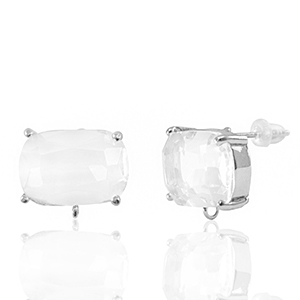 Orecchini con Cristalli con anellino rettangolo cristallo-argento