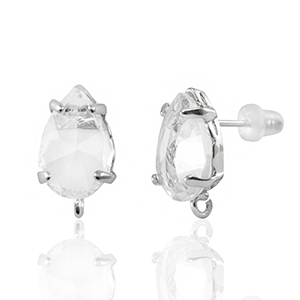 Orecchini con Cristalli con anellino goccia cristallo-argento