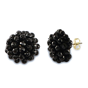 Orecchini sfaccettati con anellino nero