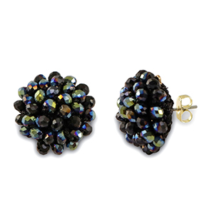 Orecchini sfaccettati con anellino blu notte scuro AB