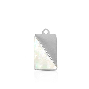 Ciondoli in acciaio inossidabile conchiglia rettangolo argento-bianco (colore naturale)