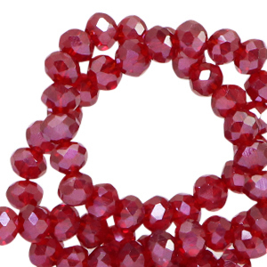 Perline sfaccettate 6x4mm rondella torta all'uvetta rossa-effeto ambra