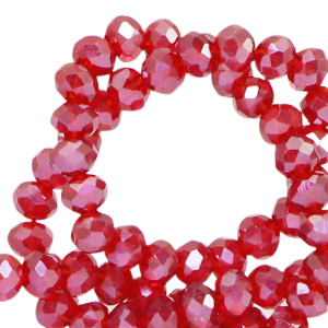 Perline sfaccettate 4x3mm rondella torta all'uvetta rossa-effeto perlato