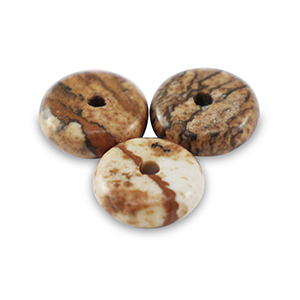 Perline di pietra naturale Diaspro Dalmata a rondella 6mm marrone deserto
