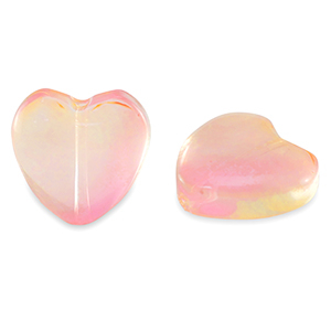 Perline di vetro cuore rosa pesca