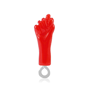 Pendenti in resina "Mano Fico" rosso-argento