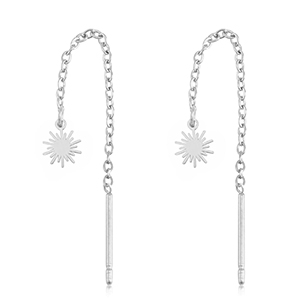 Orecchini in acciaio inossidabile sole argento