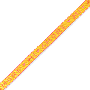Nastro con testo "mi amore" giallo-rosa corallo