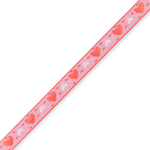 Nastro con testo cuori paisley viola-amarena rosso