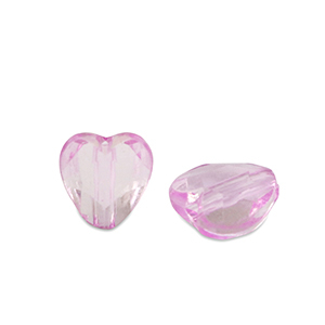 Perline in acrilico cuore rosa viola trasparente