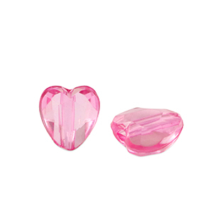 Perline in acrilico cuore rosa magenta trasparente