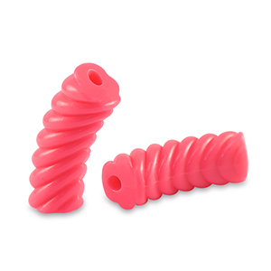 Perline in acrilico tubo spirale rosso corallo neon