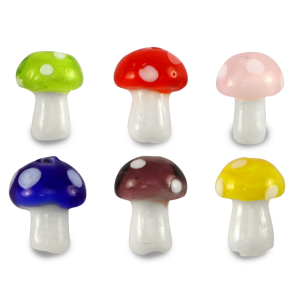 Perline di vetro fungo multicolor-bianco