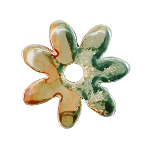 Perline di ceramica greca DQ fiore verde chiaro-arancione