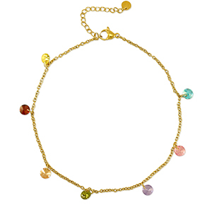 Cavigliere in acciaio inossidabile pietra oro-multicolore