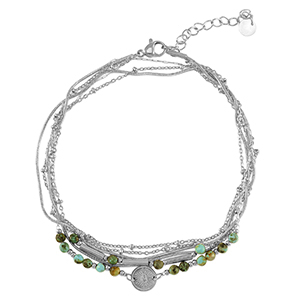 Cavigliere in acciaio inossidabile pietra argento-verde