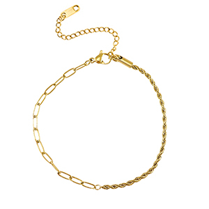 Bracciali in acciaio inossidabile contorto & dritto oro