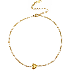 Cavigliere in acciaio inossidabile cuore oro